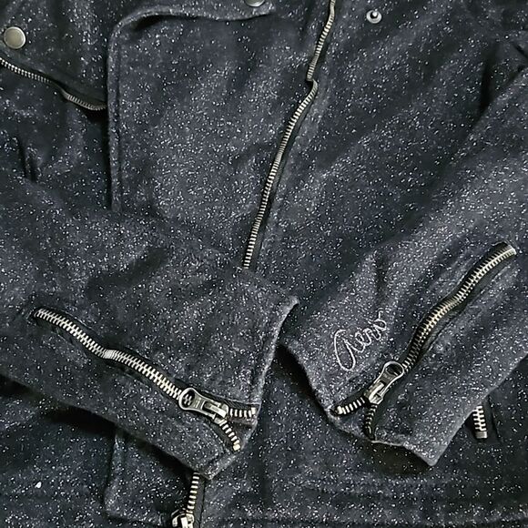 Aeropostale Moto Flap Style Jacket – Juniors Size L – Black & Metallic - Picture 5 of 10